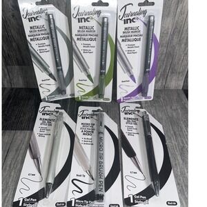 Journaling‎ Inc Metallic Brush Marker & Elementz Gel Pens - 6 Piece Set